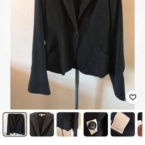 Max Studio Studio M Black White Pinstripes M Medium Blazer Jacket Size 6  B1